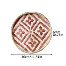 1个手工竹编篮，彩色竹编收纳托盘，彩色簸箕，家用晾晒收纳篮，装饰托盘，家居用品，竹制品，节日礼物，适合送给长辈的礼物 - 彩色 - 查看 21