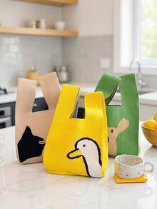 Cute Cartoon Knitted Bag, High-End Fashion Versatile Dopamine Color Handbag, Mini Crochet Handbag, Popular Beach Bag, Elegant Ladies Wristlet Clutch - Lightweight, Suitable For Vacation, Wedding Bridesmaid Gift, Party Gift, Christmas Gift, Thanksgiving Gift, Bridal Shower, Back To School Gift, Teacher's Day Gift, Valentine's Day Gift