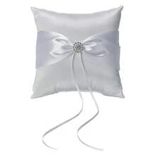 Ring Bearer Pillow Satin Ring Pillow White Ring Cushion with Bow for Beach Wedding Ceremony Proposal Party - transparente - Ver 6