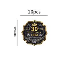 10个/20个/30个/60个装，黑金复古30岁生日派对餐具套装，1996年主题30岁生日一次性9英寸和7英寸装饰纸盘及9盎司纸杯派对餐桌用品，庆祝30周年纸盘杯，男女皆宜，周年纪念单身生日派对装饰 - 多色/1996 - 查看 14