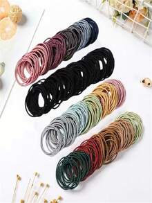 100 Stück/80 Stück/40 Stück/10 Stück Mehrfarbig, hochelastisch ohne Haare zu beschädigen, Frauen Straßen Lässig Stil, elegant hochelastisch, nahtlos und nicht zerstörend, geeignet für Frauen Pferdeschwanz binden, Schminken, Baden, Haarewaschen, Pendeln, Sport Urlaub, Schulveranstaltungen, Haargummis, Haargummibänder, Scrunchies, Haarseile, Haargummis - Schwarz - Übersicht 6