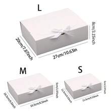 3/5/15PCs Gift Boxes With Lids, White Black 10.6X8X3.2 Inch Gift Boxes, Bridesmaid Proposal Box With Ribbon, Kraft Paper Boxes For Wedding, Packaging, Present, Birthday, Christmas, Party - White - View 2