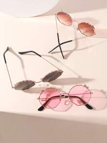 3/2/1pcs Cute Bowknot Children Fashion Glasses, Fashionable Versatile Fashion Glasses, Kids Metal Glasses - Multicolor - View 5