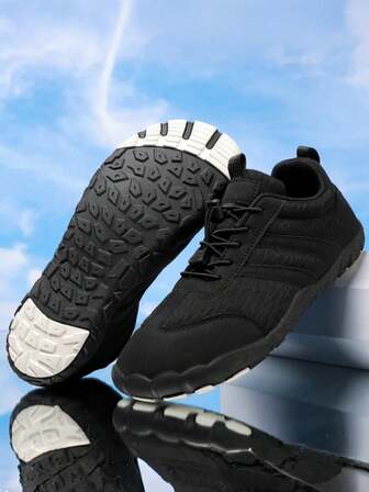 Wide Toe Men's Sports Shoes, All Season Casual Shoes For Wide Feet, Outdoor Hiking Trekking Functional Shoes With High Instep And Wide Toe Box, Ergonomic Design, Lightweight Material, Wide Sole Trail Running Shoes With Drawstring For Easy On/Off