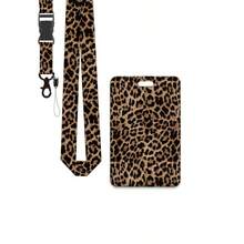 1pc (Badge Clip + Card Holder) Leopard Print ID Badge Holder Set, Retractable Teacher Badge Reel, Nurse Badge Clip With Rotating Clip, Detachable Lanyard, Suitable For Healthcare, Social Workers, Youth, Office Wear - Multicolor - View 7