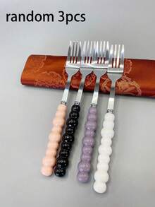 1/3 chiếc nĩa thép không gỉ Pearl, tay cầm bằng gốm, nĩa tráng miệng chất lượng cao, thích hợp cho bữa tối kiểu Tây tại nhà, bít tết và món tráng miệng - Nhiều màu - Xem 19