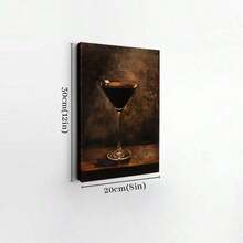 1pc Framed Canvas Wall Art Prints Poster, Martini Glass, Dark Liquid, Vintage Oil Painting Style Art Posters Canvas Print Painting For Living Room Bedroom Office Bathroom Dorm Home Decor, Ready To Hang, 2D Flat - Multicolor - View 8