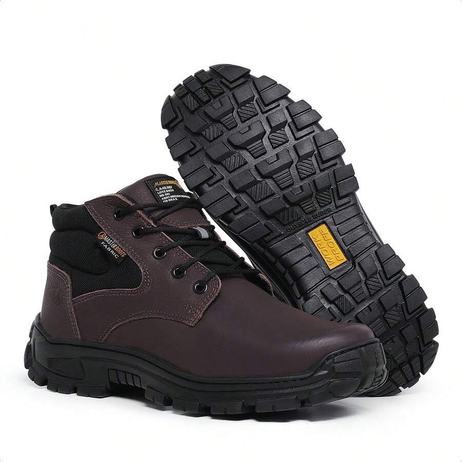 Bota Coturno MASCULINO Para Trabalho Empresa Com Ca Super Confortavel - Marrom - Visão 1