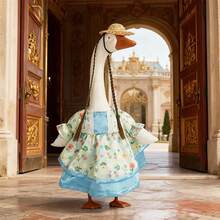 Porch Goose Outfit, Floral Dress With Hat Holiday Goose Statue Clothes Garden Decoration - Colorful - View 5