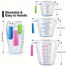 3pcs Measuring Cup Set - Transparent Plastic Liquid Measuring Cups With Ounce And Milliliter Markings, Essential Kitchen Cooking & Baking Tool - Transparent and Colorless - View 10