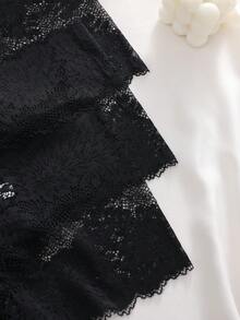 3pcs/Set Solid Color Bow Floral Lace Panties, Sexy & Romantic Women's Underwear
