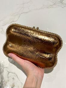 1 pieza Bolso de embrague de piel de PU marrón brillante y reflectante, bolso elegante adecuado para vestidos formales de mujer, vestidos de noche, bodas, fiestas y celebraciones - Marrón - Ver 2