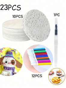 35pcs 3D Sponge Drawing Board Paper, Water-Storing Brush Set Included, Foam Expansion Art & Craft Paper, Foam-Textured Blank Drawing Paper, Handmade DIY Materials, Craft Art Supplies, Creative Painting Tools, Texture Painting Pens - Multicolor - View 18