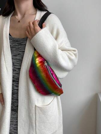 Women's Fashion Outdoor Laser Colorful Gradient Waist Bag