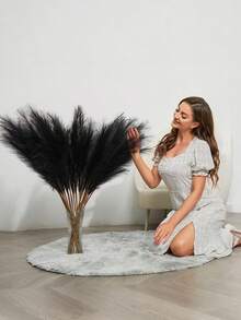 20支仿真蒲苇草装饰，高大假蒲苇花卉，大型人造蓬松草枝，可用于落地花瓶填充，打造波西米亚风家居装饰（黑色），适用于婚礼、派对、家居花瓶插花、婴儿派对装饰、派对用品、婴儿房装饰、生日装饰、家居装饰、DIY摄影道具。 - 彩色 - 查看 9