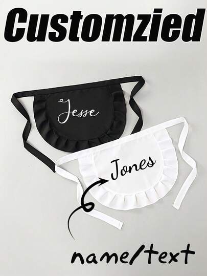 Customizable One Fashion Black And White Maid Apron - Cute Women's Home Kitchen Dining Apron, Waitress, Couples Gift, Christmas Cosplay, Christmas Gift Holiday Gift