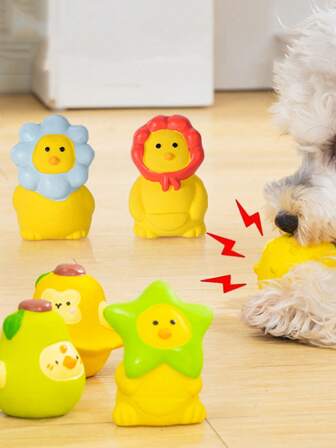 1 Peça Conjunto de Brinquedos de Látex para Animais de Estimação, Resistente a Mordidas e Ruídos, Brinquedos em Série de Frutas e Animais Fofos, Autoentreterimento, Limpeza e Trituração de Dentes, Adequado para Cachorros Pequenos