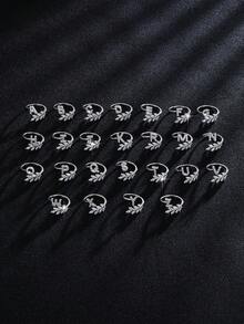 1pc Fashionable 26 Letter Adjustable Ring, Suitable For Anniversary, Wedding, Party, Daily Wear And Other Occasions - Silver - View 4