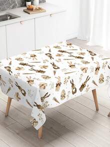 1 pièce Nappe jetable de Pâques 130*220cm, Nappe de table de Pâques heureuse avec un design mignon de lapin, d'œuf de Pâques et de carotte, Décoration de Pâques, Décoration de maison, Fournitures de fête de Pâques, Décoration de cuisine et de maison pour le jour de Pâques, Décoration de table, Décoration de printemps, Décoration du jour de Pâques heureux, Nappe de table de cadeau, bar, armoire