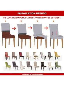 1件装弹力数码印花椅套，心形图案，可水洗高背椅保护套，适用于客厅、家居、餐厅、派对、节日装饰 - 彩色 - 查看 5