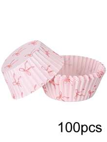 100pcs Pink Bow Cupcake Liners - Decorative Bow Baking Cups, Suitable For Bridal Shower, Baby Shower, Wedding Birthday Party Supplies, Cake Decorations For Special Occasions - Multicolor - View 11