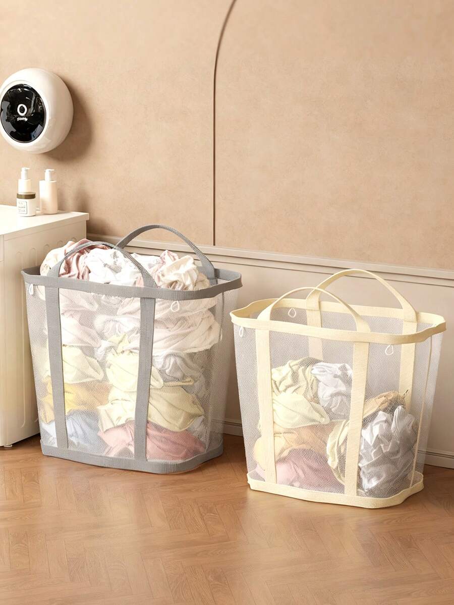 1pc Large Capacity Foldable Laundry Basket, Household Clothes Storage Bin, Toy Organizer, Wall-Mounted Bathroom Hamper, Kids Diaper Collector - Multicolor - View 1