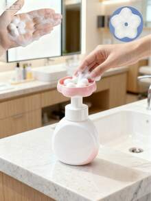 1pc Refillable Foam Spray Plastic Bottle, Reusable Liquid Dispenser Bottle, Reusable Blank Foam Soap Dispenser Container, Flower Shaped Blank Foam Liquid Bottle, Suitable For Bathroom, White - Multicolor - View 4