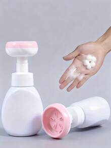 1pc Refillable Foam Spray Plastic Bottle, Reusable Liquid Dispenser Bottle, Reusable Blank Foam Soap Dispenser Container, Flower Shaped Blank Foam Liquid Bottle, Suitable For Bathroom, White - Multicolor - View 5