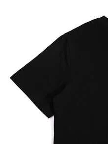1 pieza 100% algodón manga cortam, Camiseta negra para hombre con dibujo de tiburón de billar y taco de billar, ideal para fiestas de Halloween y uso informal - Negro - Ver 9