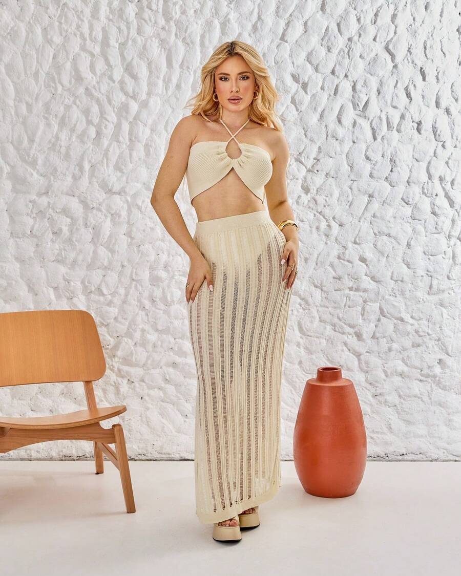 Women Two-Piece Outfits - Champagne - View 1