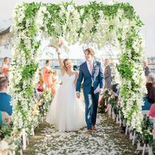Spring Wisteria Artificial Flowers Garland, 4pcs 36FT White Wisteria Hanging Flowers, Flower Garland Decorations For Home Garden Outdoor Ceremony Wedding Arch Decoration - trắng - Xem 3