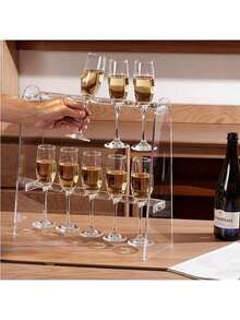 1pc/Set, 3pcs/Set Elegant Acrylic Champagne Glass Rack, Modern Minimalist Transparent Display Stand, Suitable For Party, Wedding, Christmas