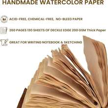 LEATHER VILLAGE Handmade Leather Bound Journal For Women- Brown | 12"X8" | 260 Pages Blank Of Vintage Paper Writing, Sketchbook, Notebook - ColorB - View 5