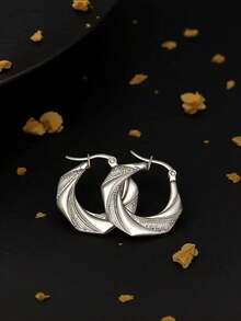 【女士时尚耳环】圣诞装饰 圣诞礼物 节日配饰 女士礼物 男士礼物 男友礼物 耳环叠戴 闺蜜礼物 圣诞袜礼物 假耳钉 - 銀色 - 查看 3