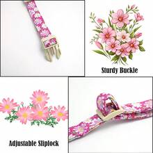 Pink Floral Pattern Adjustable Pet Collar With Quick Release Buckle, Elegant Small Dog Collar - Hot Pink - View 4