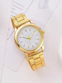 2pcs/Set Fashionable Couple Watches | Stainless Steel Strap And Case | Quartz Movement | Bar Code Scale | Round Dial | Suitable As Holiday Gift