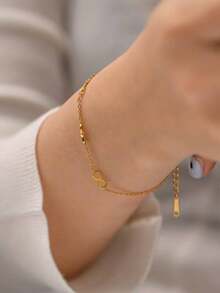 1件不锈钢无限符号精致手链，百搭且不易褪色 - 金色 - 查看 3