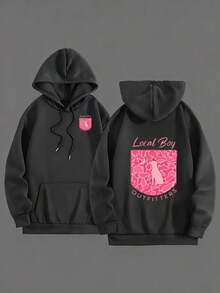 Fashionable Hooded Sweatshirt With A Casual Style,Creative Printed Long-Sleeved Hooded Swear,With Drawstrings,Soft And Versatile For Autumn And Winter. - Default - View 1