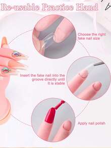 用于亚克力指甲的美甲练习手，美甲练习用假人手，柔韧可弯曲的美甲练习假手 - 彩色 - 查看 7