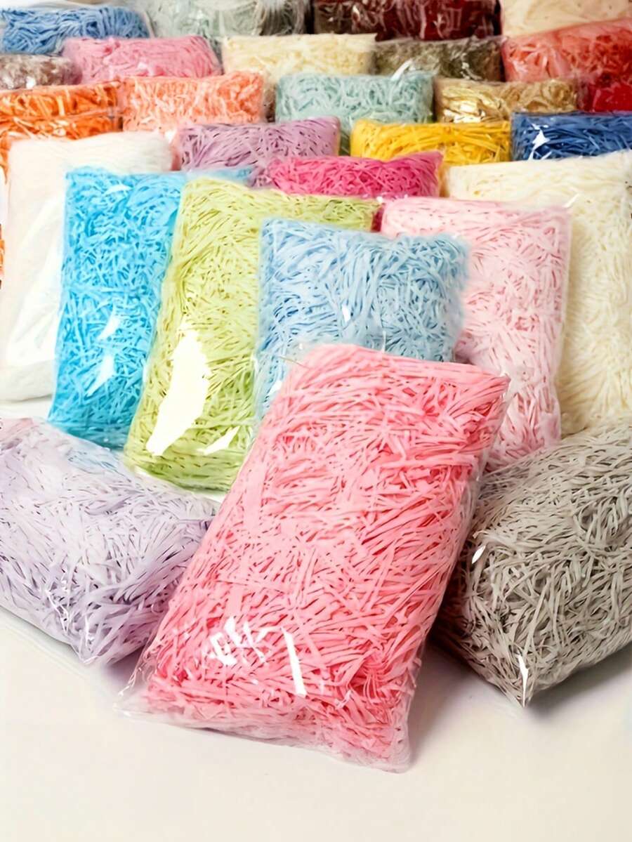 1000g Raffia Paper Gift Box Filler, For Birthday, Party Gift Box Filling, Colored Shredded Paper Filler, Gift Wrapping Crinkle Paper Shreds, Creative Padding Grass, Craft Shred, Gift Box Wrapping Packing Filling, Suitable For Wedding, Valentine's Day Party Decoration, Fragile Gift Protection And Anti-Damage Filling Material - 彩色 - 查看 1