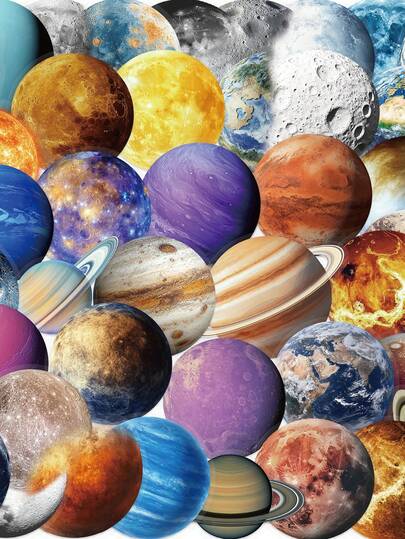 50 piezas Pegatinas de estación espacial planetaria, estilo graffiti, serie de graffiti de dibujos animados, adecuadas para decoración de ventanas, cascos, portátiles, botellas de agua, a prueba de agua, para diarios DIY