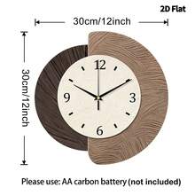 2D平面简约现代风格，撞色纹理圆形表盘挂钟，超静音石英机芯，无滴答声，适用于客厅、音乐室、卧室、厨房、咖啡厅装饰，是馈赠佳品和节日装饰的理想之选。 - 彩色 - 查看 19