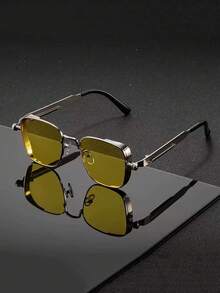 复古厚框朋克风时尚眼镜，波西米亚风格，适合摄影、户外旅行、日常搭配，四季皆宜。 - 彩色 - 查看 3