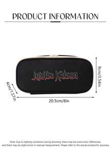 1pc Gojo Yuji Megumi Nobara Sukuna Anime Themed Personalized Cartoon Handsome Pattern Canvas Tote Bag, Office Pencil Case, Student Cartoon Printed Stationery Pouch, Large Capacity Stationery Bag, Pen Bag, Earphone & Coin Purse - Multicolor - View 7