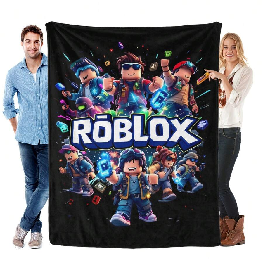 1pc Game Cartoon Print Flannel Blanket, Soft Polyester Fiber Blanket, Suitable For All Seasons, Comfortable Bed Sheets, Sofas, Camping, Travel, Office Essentials, Perfect Holiday Gifts, Couple Gifts, Multiple Sizes To Choose From, Pet Friendly Home Decoration, Party Decoration, Lightweight And Durable Design, Modern Style, Pet Owner's Choice - Multicolor - View 1