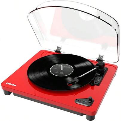 ION LP Wireless Streaming Turntable Candy Apple Red: Seamless Bluetooth Connectivity For Home Audio Enthusiasts High-Fidelity Sound Quality With Built-In Wireless Streaming Ideal For Music Lovers Seeking A Modern Retro Vibe In Living Rooms Or Studios