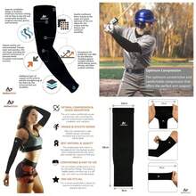 - Funda de compresin para brazo 2 unidades - Hombres y mujeres para baloncesto, voleibol, tenis, bisbol, proteccin - negro - - Ver 1