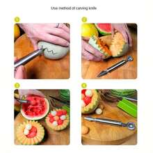1pc Stainless Steel Fruit Spoon, Fruit Ball Digger, Reusable Watermelon Spoon, Creative Carving Knife, Fruit Spoon, Watermelon Spoon, Cutter, Kitchen Utensils, Kitchenware, Watermelon Baller, Melon Scraper