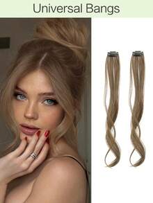 Long Side Bangs 2Pcs Set Wavy Curly Clip On Bangs For Women Wavy Curly Clip In Curtain Bangs - Multicolor - View 18
