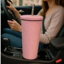 1 Stück 600ml ästhetischer Bling Strass Becher - 304 Edelstahl vakuumisolierter Becher mit auslaufsicherem Deckel, süßer funkelnder Wasserflasche für Reisen, Gym, Büro, perfektes Geschenk für Mädchen & Frauen - Verschiedenfarbig - Übersicht 9